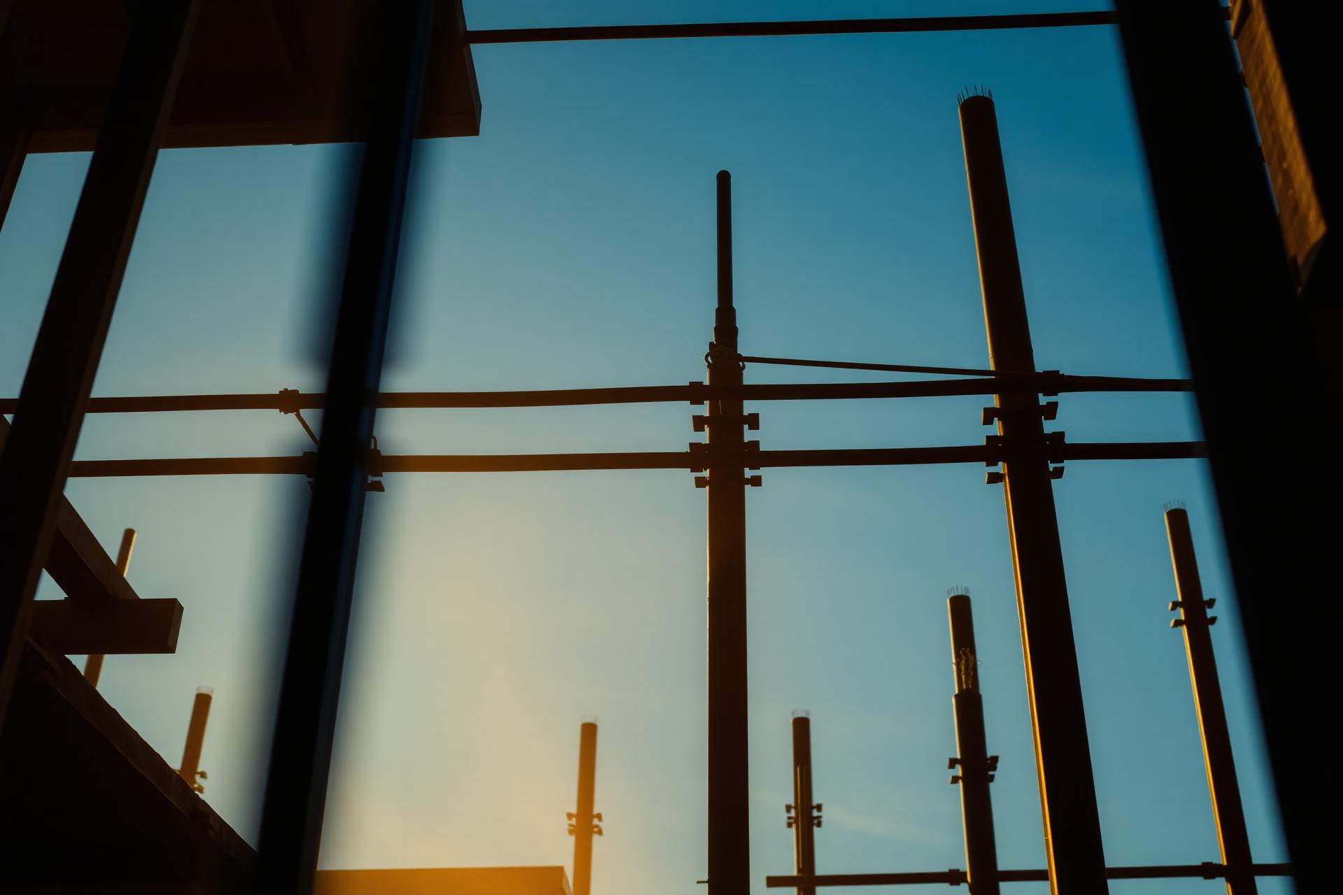 Structural rebar at sunset